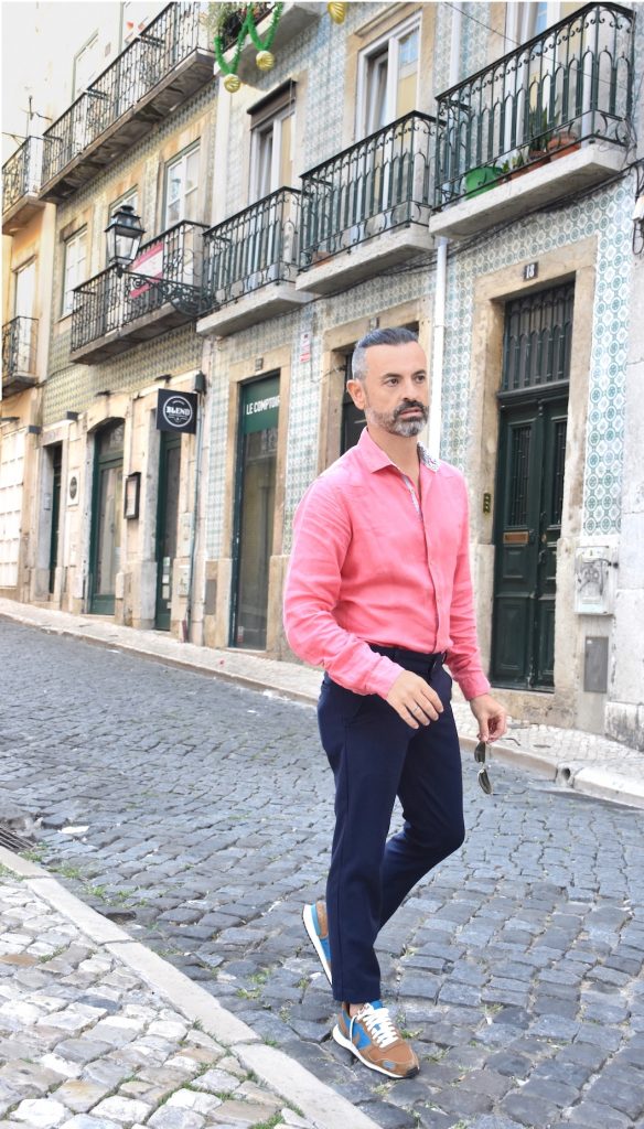 look casual hombre zapatillas pantalon vestir camisa rosa