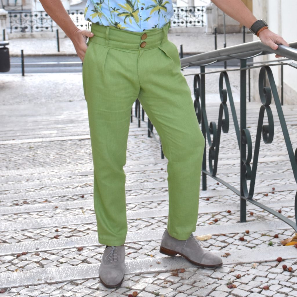 pantalon verde lino hombre verano