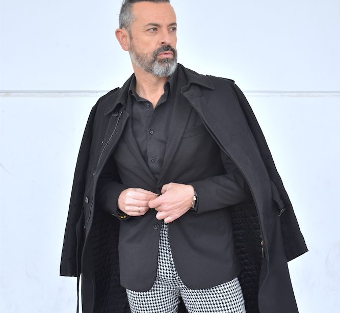 fashion outfit look men man winter black coat