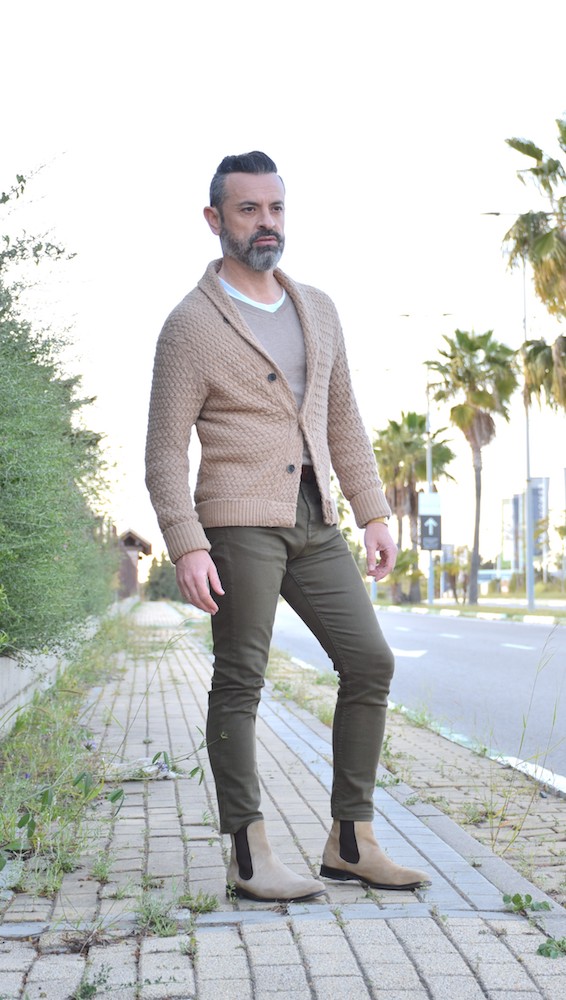 moda hombre casual rebeca para hombres beige botas chelsea